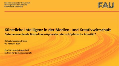 Zum Artikel "Vortrag im Collegium Alexandrinum »Künstliche Intelligenz in der Medien-und Kreativwirtschaft«"