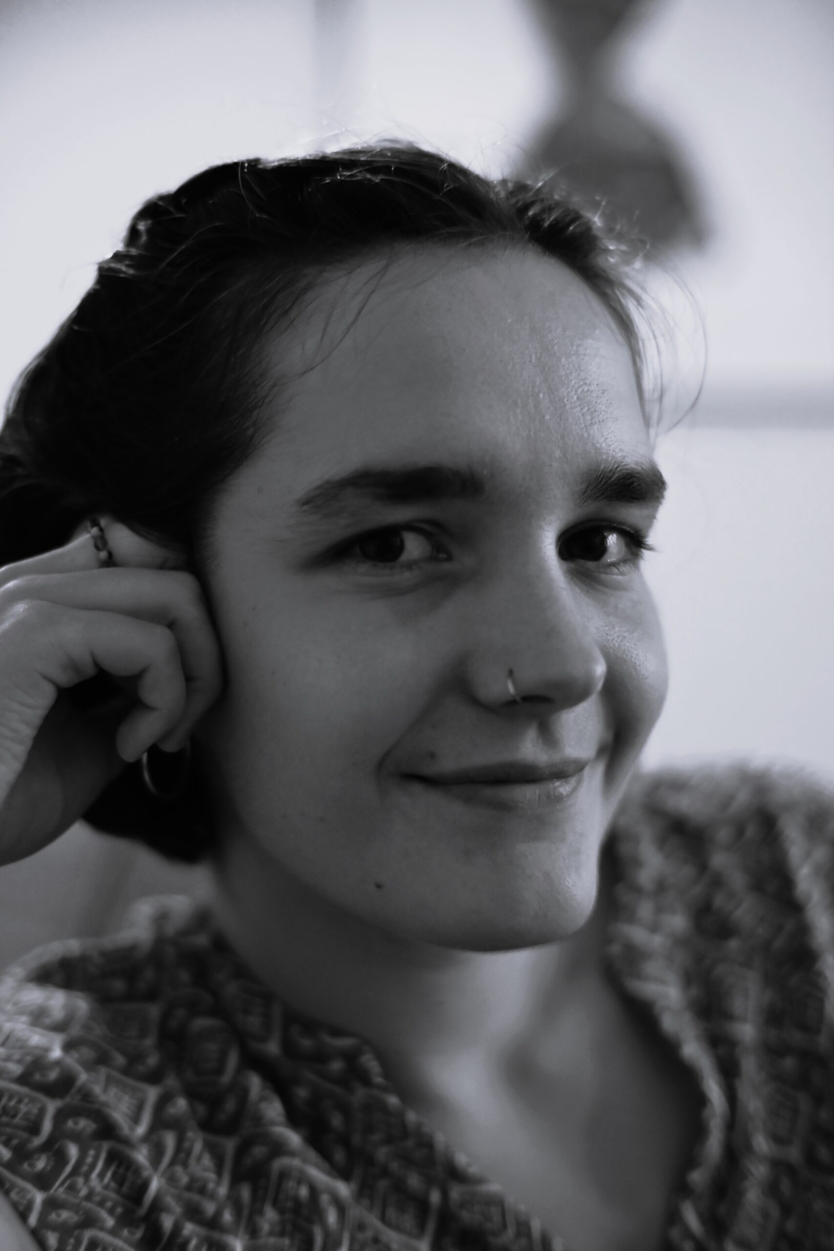 Photoportrait in black and white of Luisa Prager